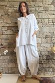 Annie Cushion Cotton Peter Pan Smock Blouse White